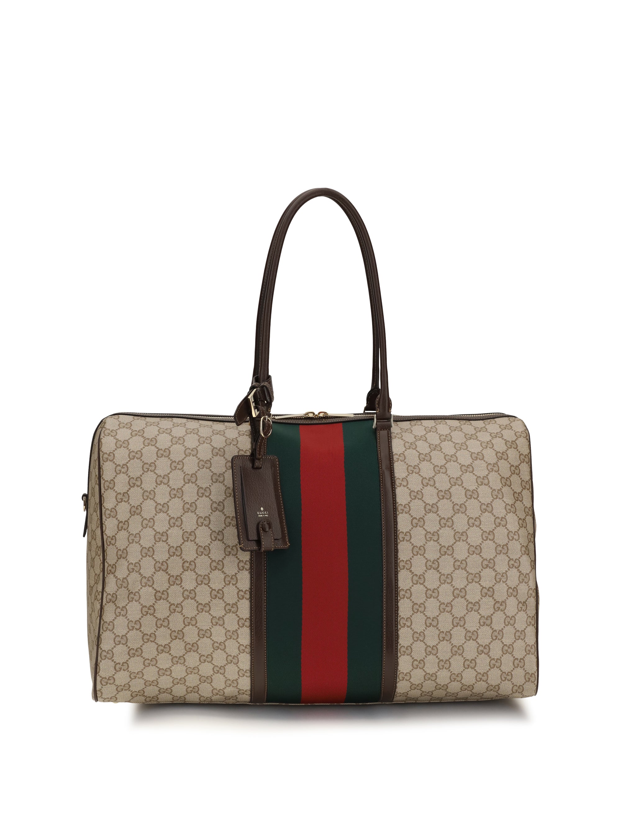 Gucci GG Monogram with Web Stripe Tote Bag — Beige