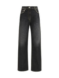 Versace Studded Straight-Leg Jeans — Black