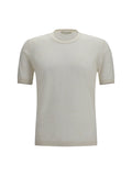 Brooksfield Linen-Blend Crewneck T-Shirt — White