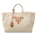 Large Linen and Vitello Logo Tote