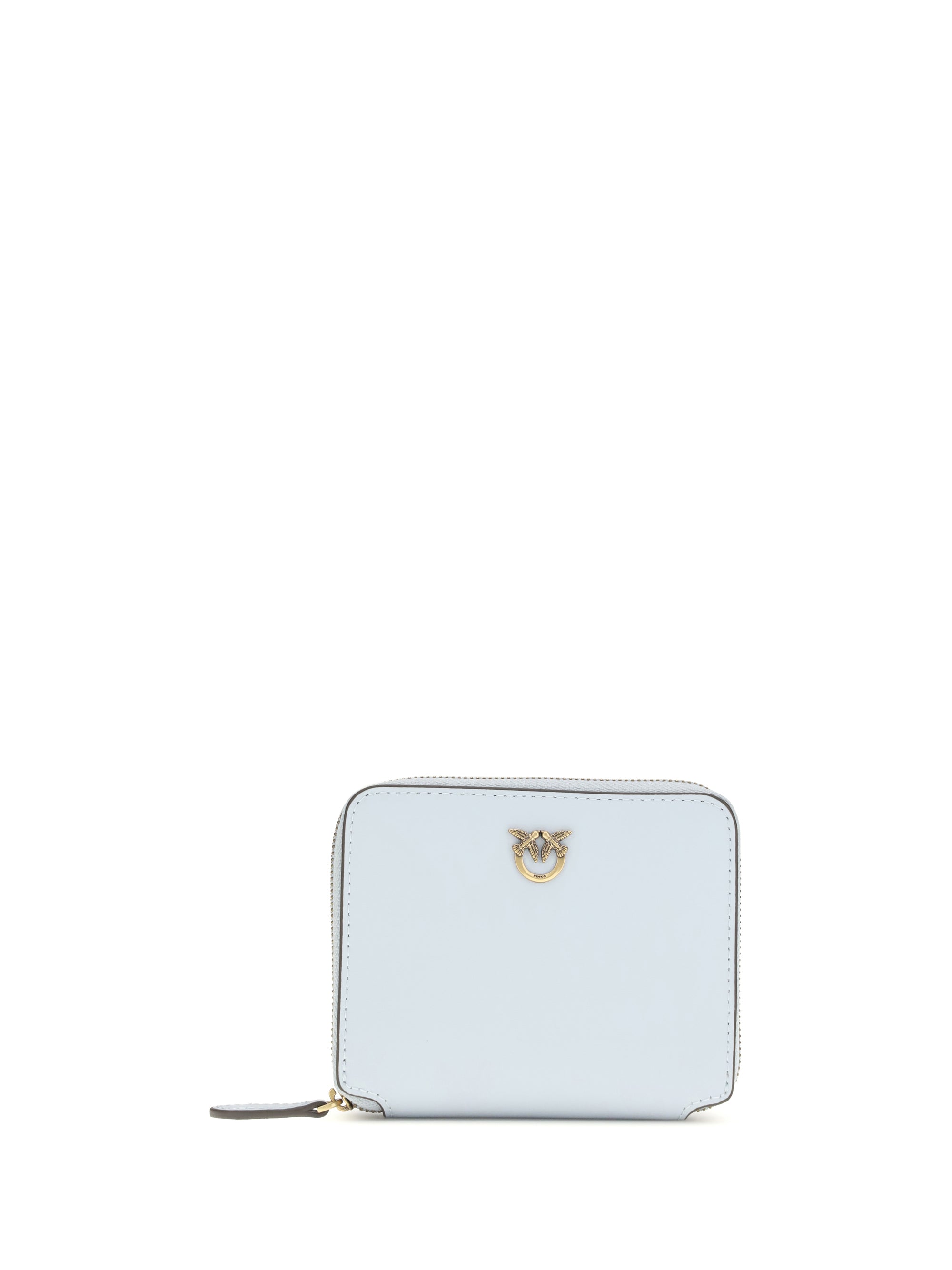 Pinko Leather Zip-Around Wallet — Blue