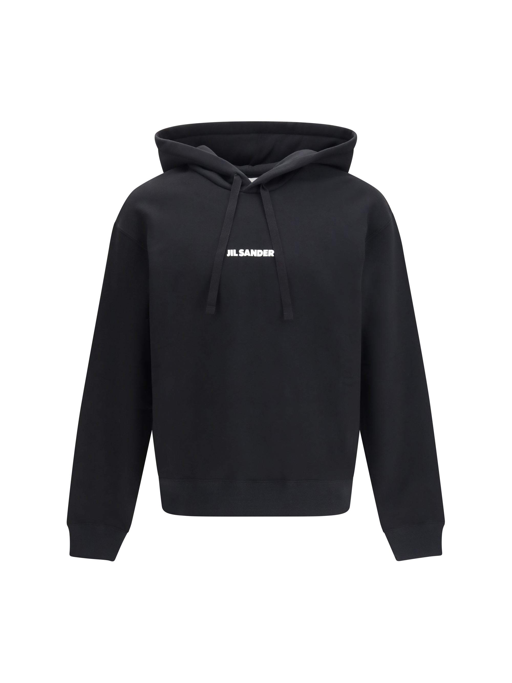 Sudadera de Algodón con Capucha y Logo Bordado Jil Sander — Negro