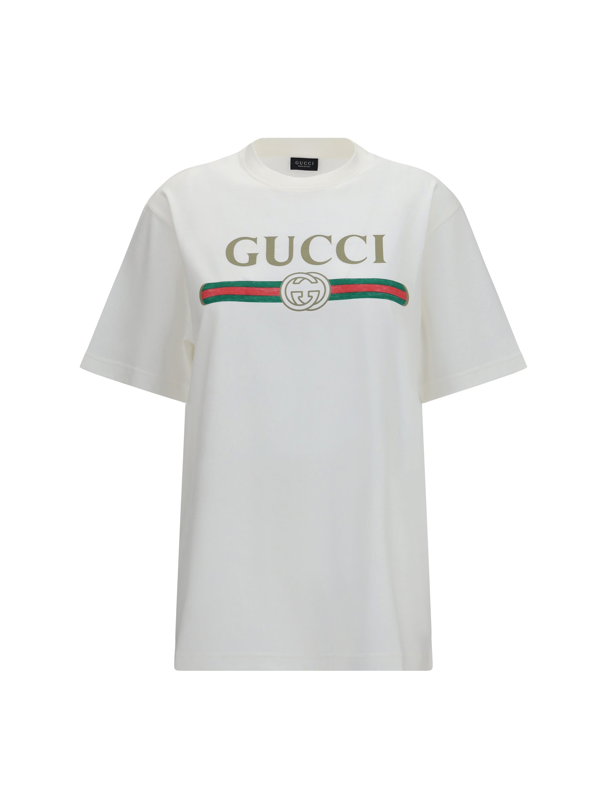 Gucci Logo-Embroidered Jersey T-Shirt — White