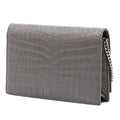 Croc Embossed Leather Monogram Kate Tassel Wallet on Chain