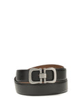 Ferragamo Reversible Leather with Logo Buckle Belt — Black