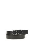 Ferragamo Gancini Buckle Reversible Leather Belt — Black