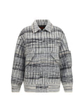Missoni Oversized Check Wool-Blend Bomber Jacket — Gray