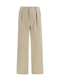 Prada Straight-Leg Cotton Trousers — Beige