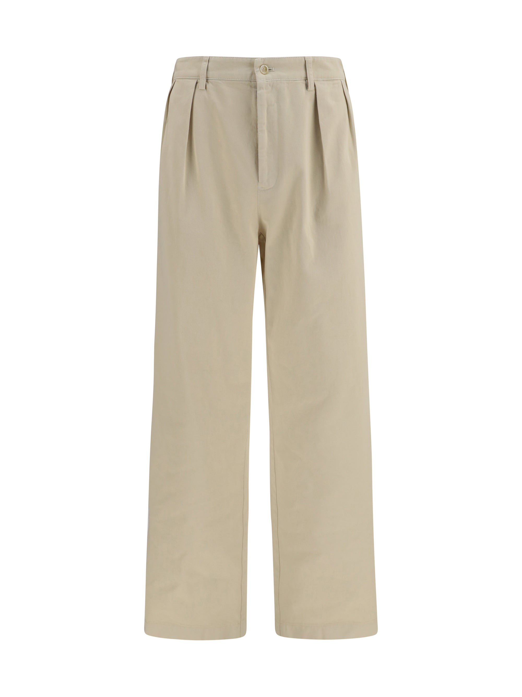 Prada Straight-Leg Cotton Trousers — Beige