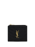 Saint Laurent Matelassé Leather Wallet — Black