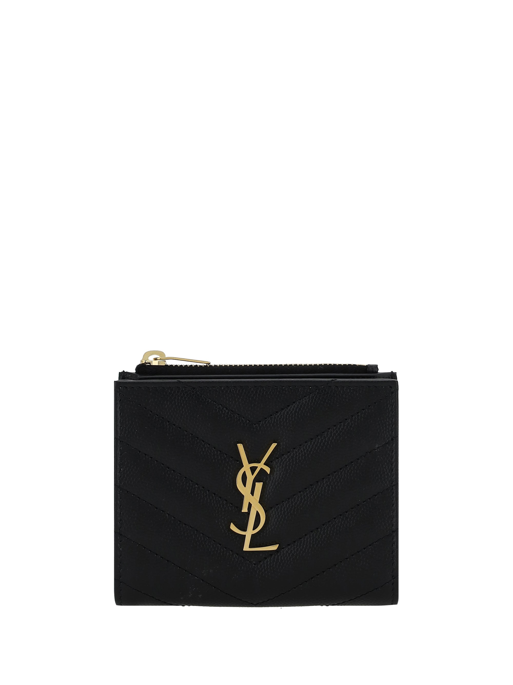 Saint Laurent Matelassé Leather Wallet — Black