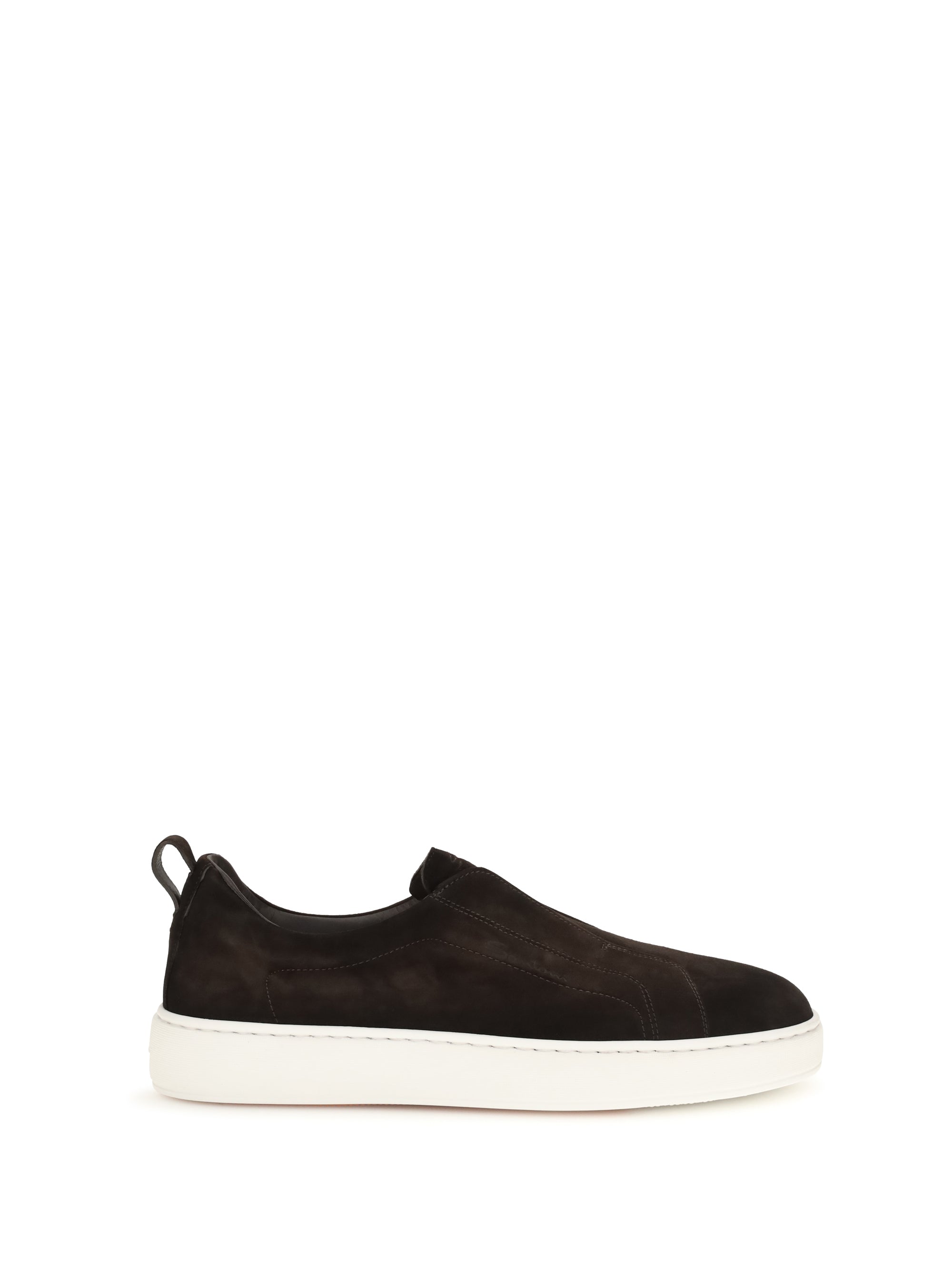 Santoni Suede Slip-On Slip-On Sneaker — Brown