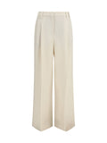 Brunello Cucinelli Wide-Leg Fluid Twill Trousers — Beige