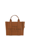 Marc Jacobs Embossed Logo Calf Leather Tote Bag — Brown
