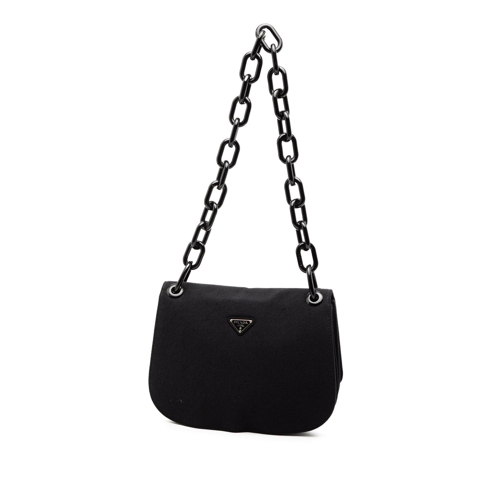Canvas Lucite Chain Shoulder Bag