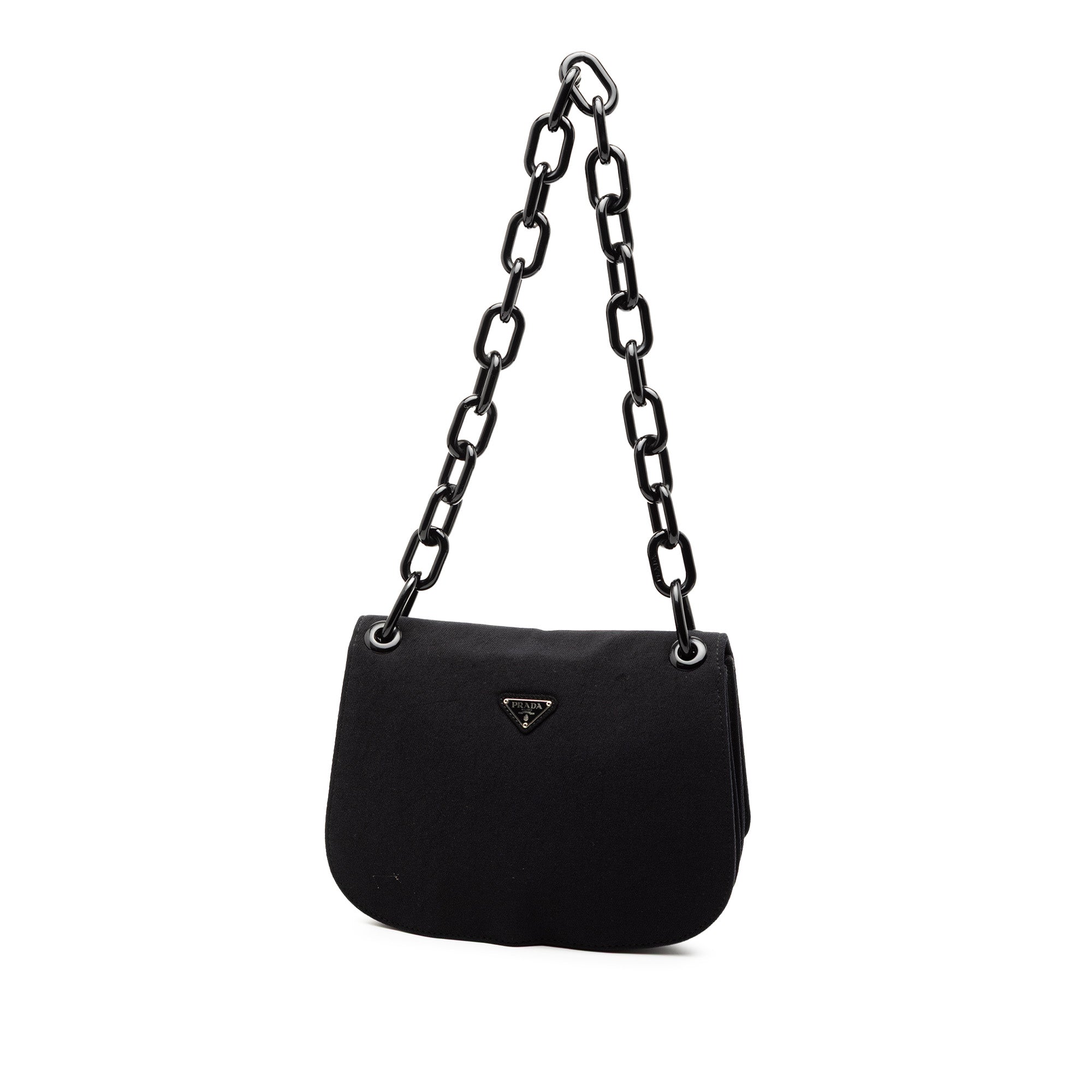 Canvas Lucite Chain Shoulder Bag