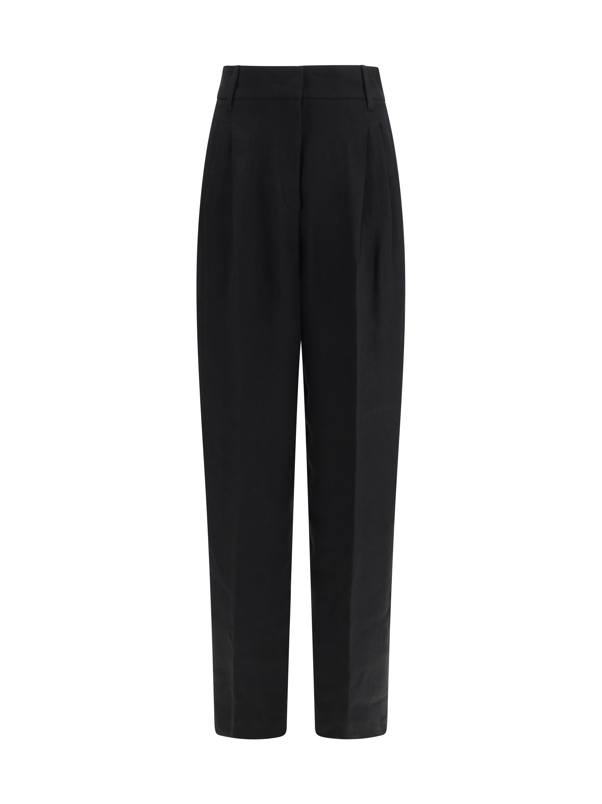 Max Mara Studio Linen Batavia Trousers — Black