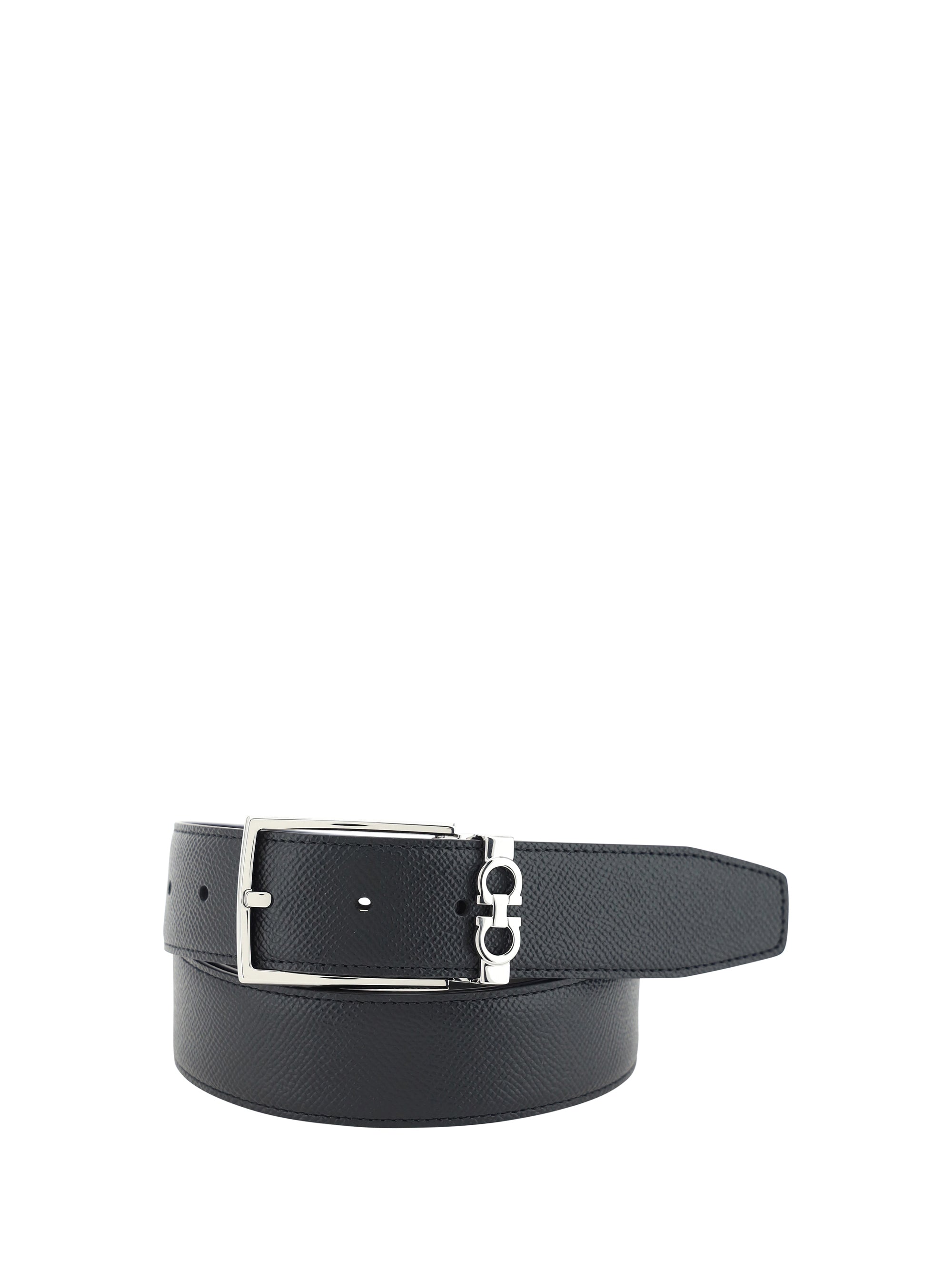 Ferragamo Reversible Gancini-Embellished Belt — Black