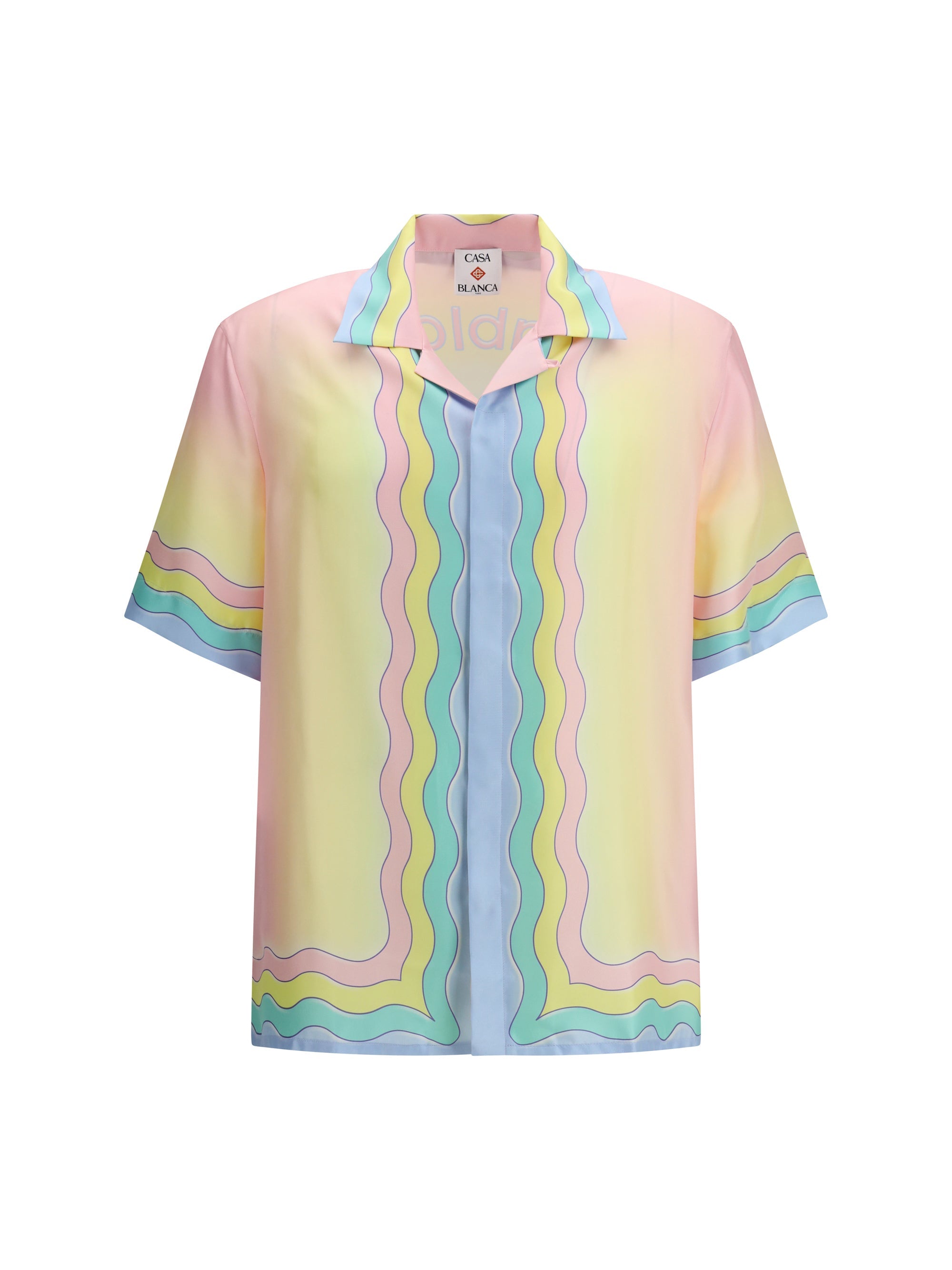 Casablanca Monogram Jacquard Rainbow-Trim Polo Shirt — Multicolor