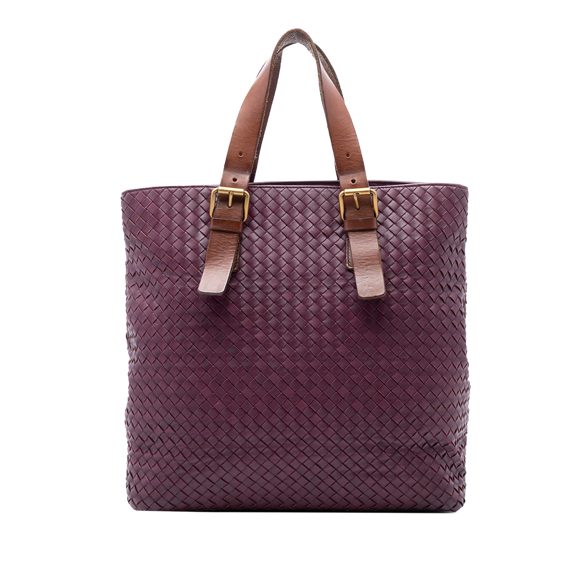 Bicolor Nappa Intrecciato Belt Strap Tote