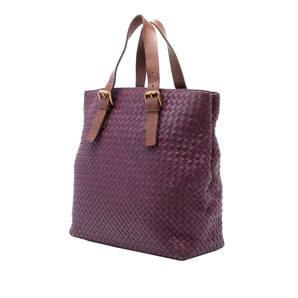 Bicolor Nappa Intrecciato Belt Strap Tote