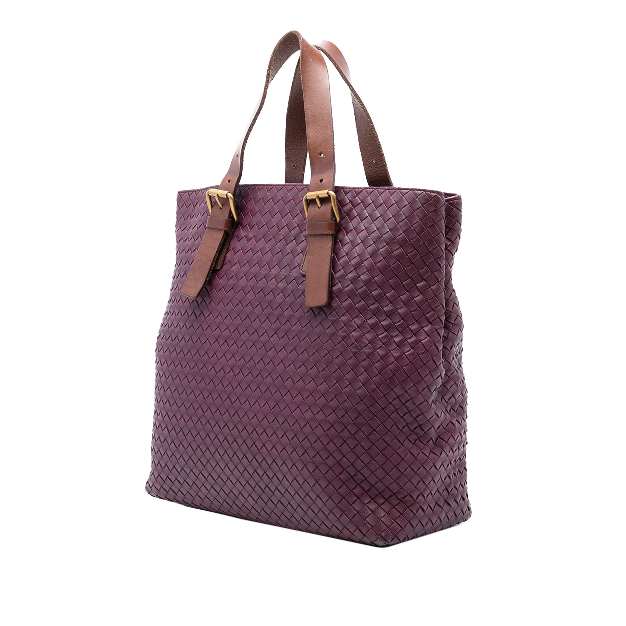 Bicolor Nappa Intrecciato Belt Strap Tote