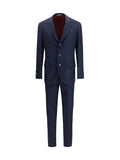 Brunello Cucinelli Single-Breasted Navy Wool Pant Suit — Navy