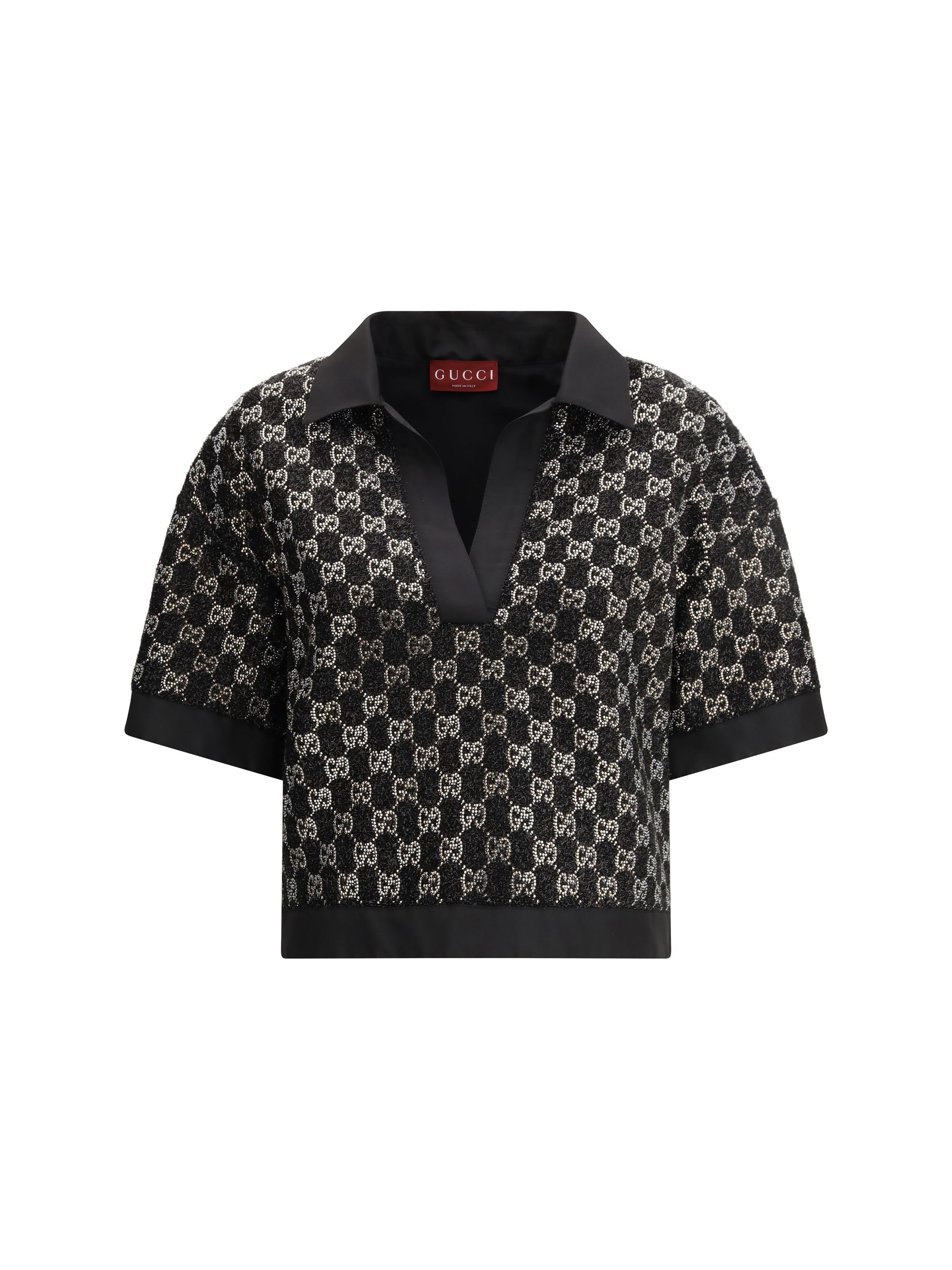 Gucci GG Lamé Tweed Blouse — Black