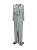Nissa Crossover Silk Dress — Gray