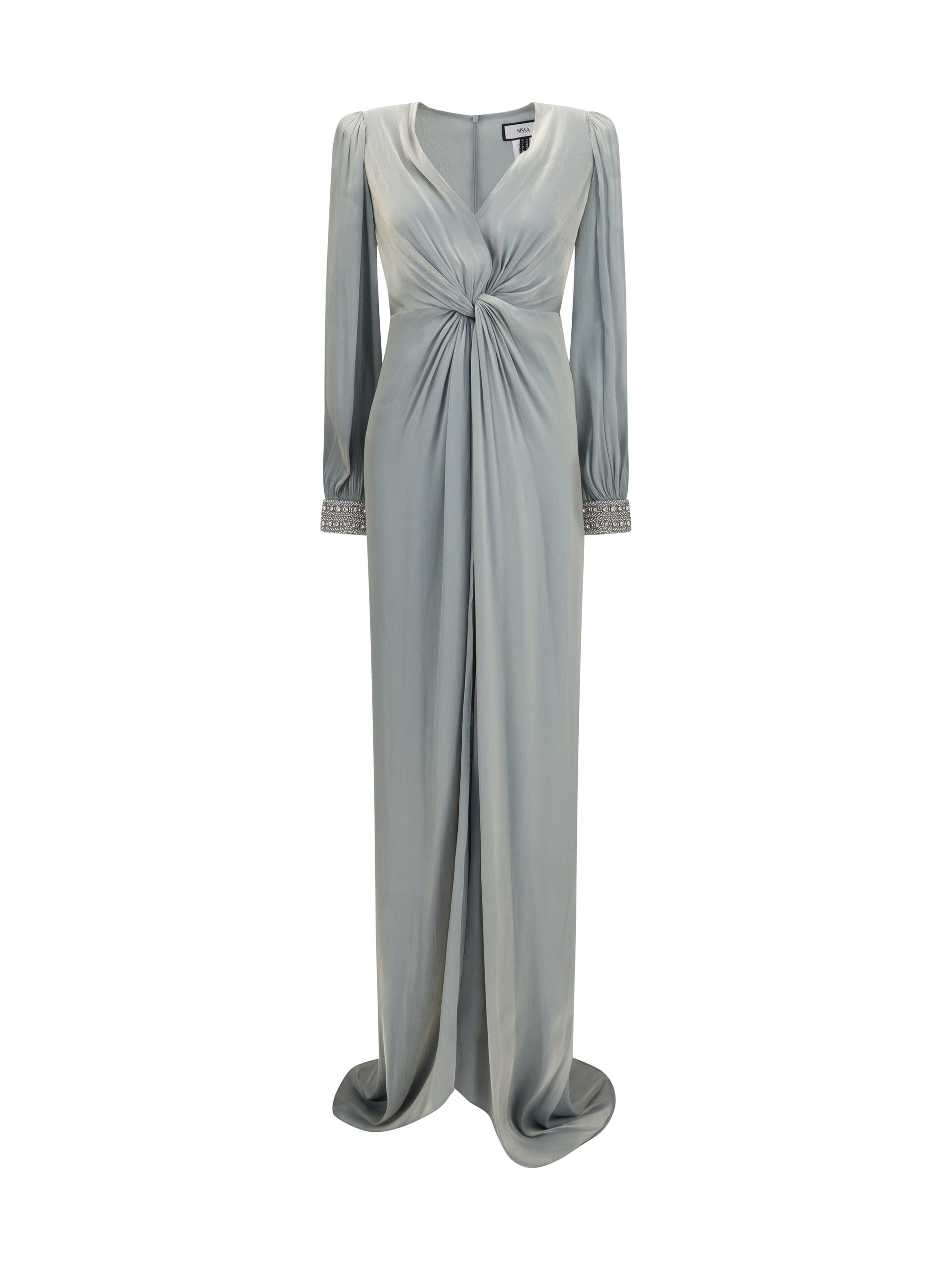 Nissa Crossover Silk Dress — Gray