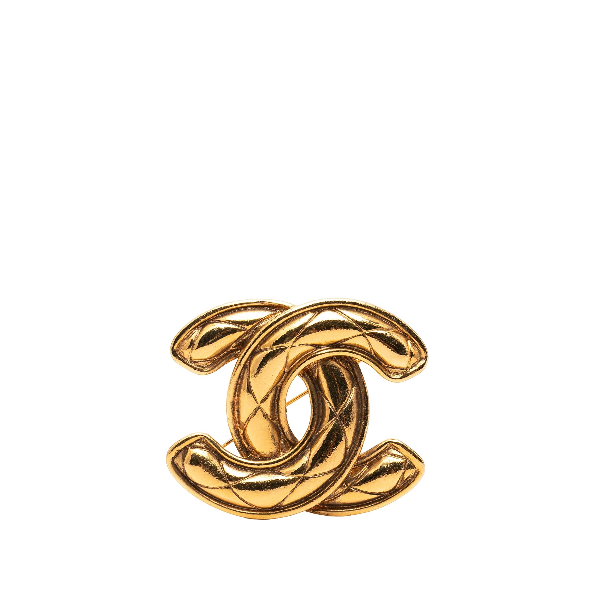 CC Gold Plated Quilted Brooch