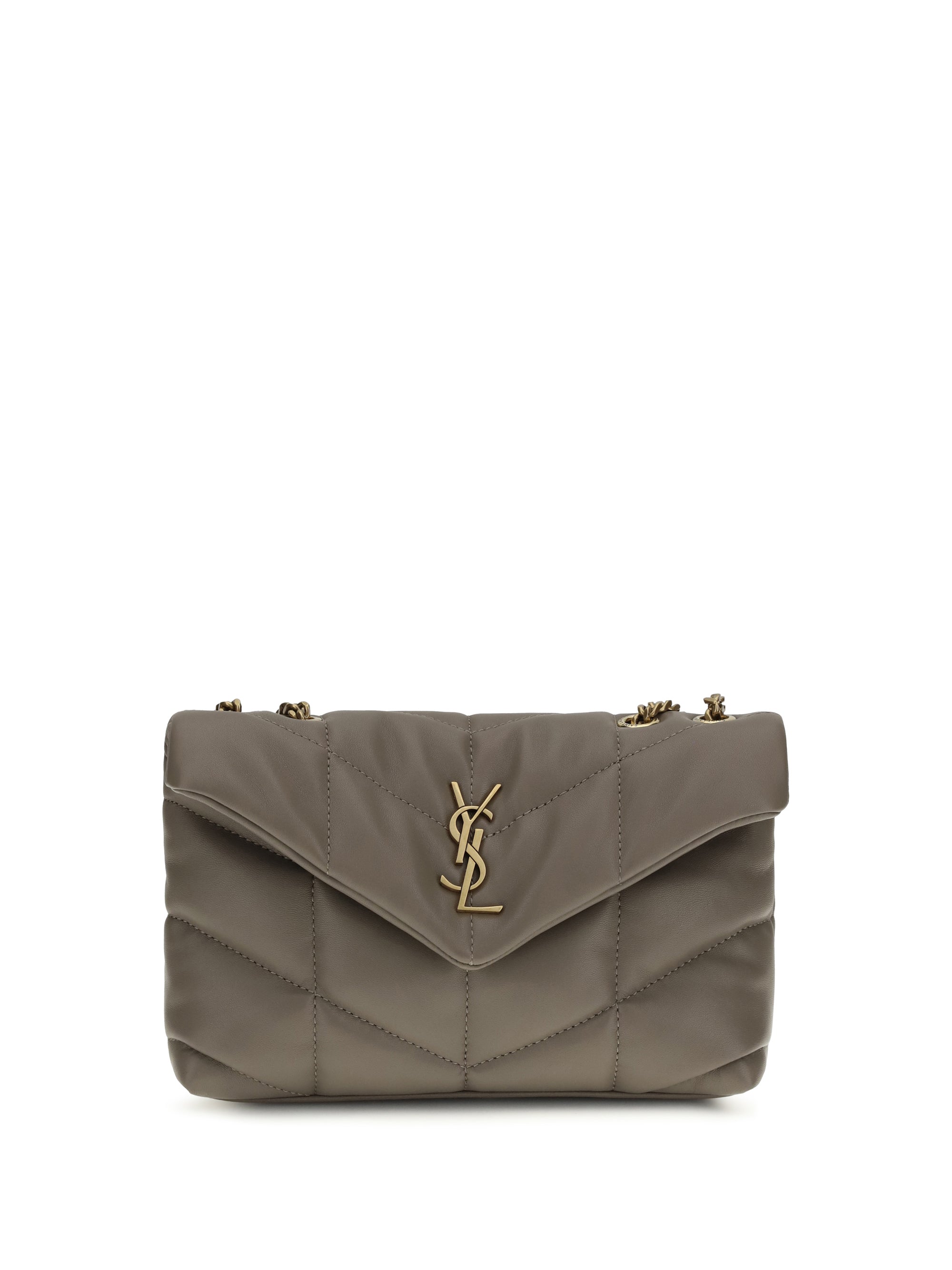 Saint Laurent Puffer Toy Shoulder Bag — Gray