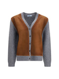 Prada Suede and Wool Cardigan — Gray