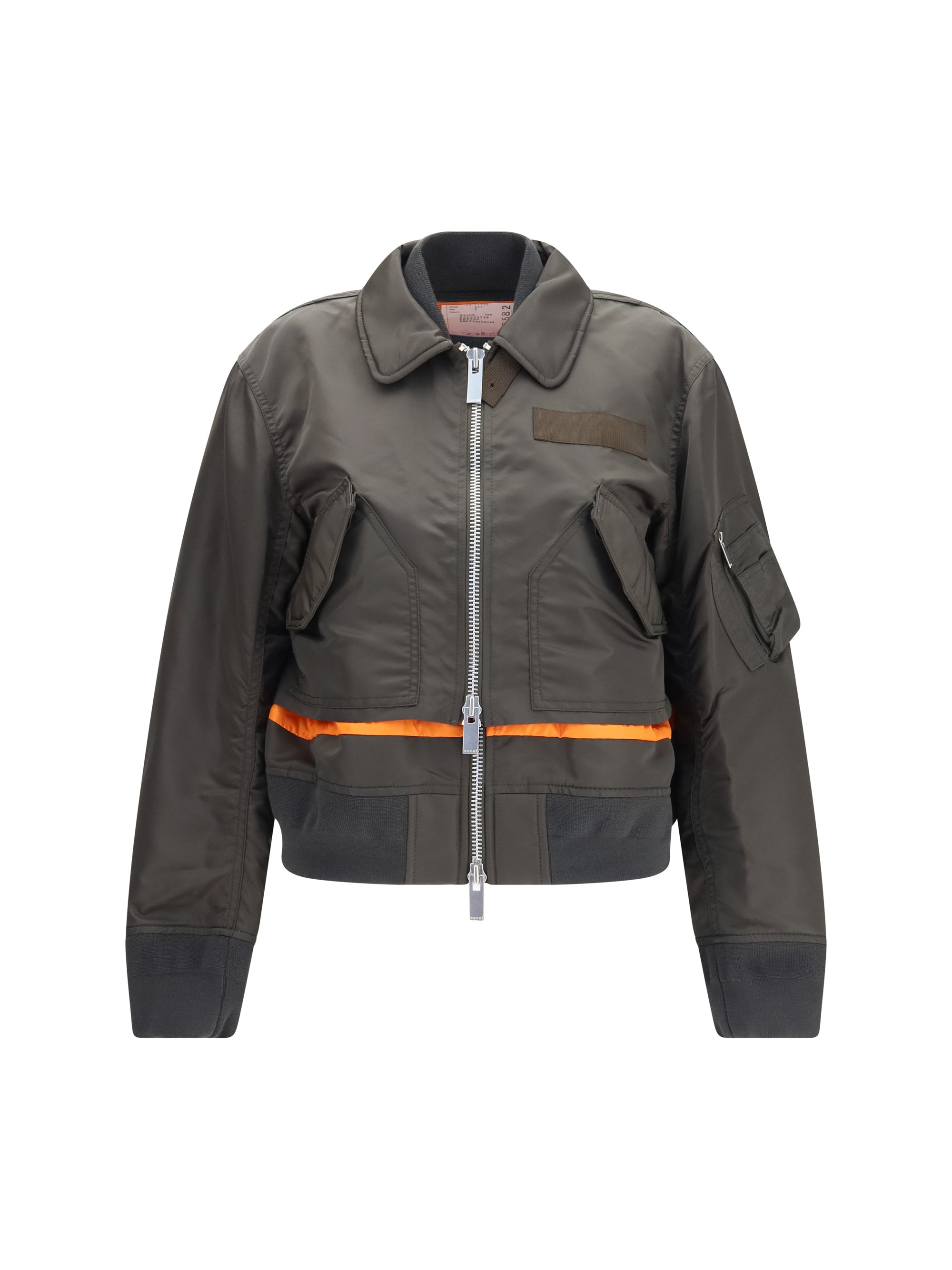 Sacai Double-Zip Nylon Jacket — Brown