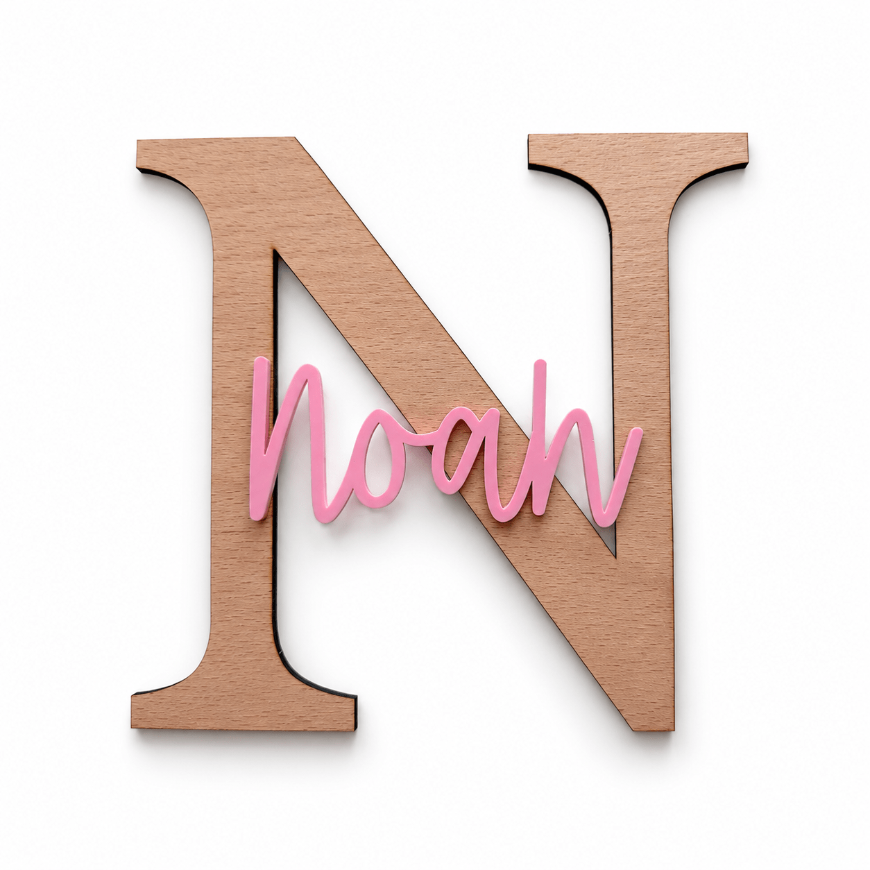 Letra Inicial Personalizada con Nombre – Madera y Metacrilato 🤍