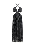Zimmermann Plunging V-Neck with Open Back Dress — Black