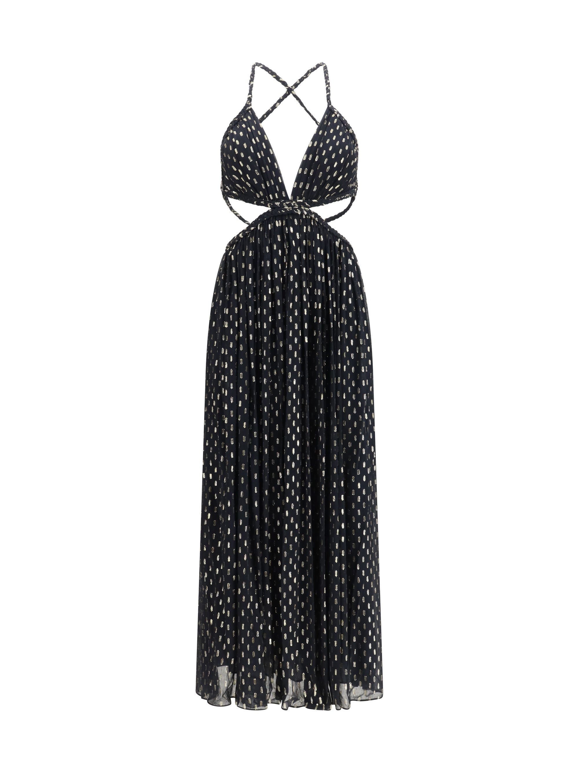 Zimmermann Plunging V-Neck with Open Back Dress — Black