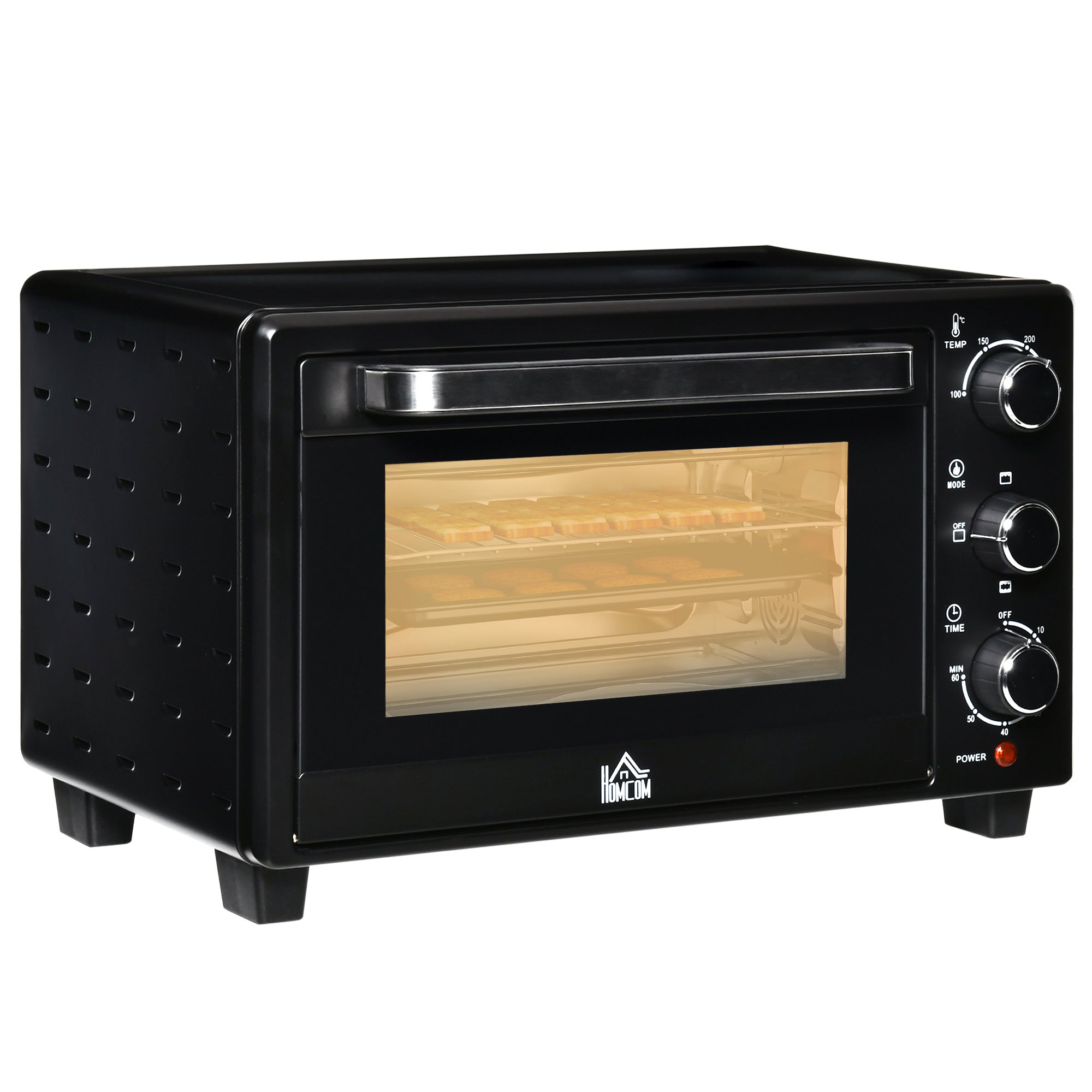 Mini Oven, 21L Countertop Electric Grill with Baking Tray and Wire Rack, 1400W, Black