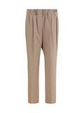 Brunello Cucinelli Elasticated Straight-Leg Trousers — Beige