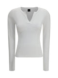 Pinko V-Neck Long-Sleeve Top — White