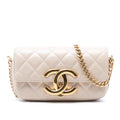 Quilted Lambskin Giant CC Flap Phone Holder with Chain