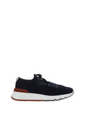 Brunello Cucinelli Cotton Lace-Up Sneaker — Blue