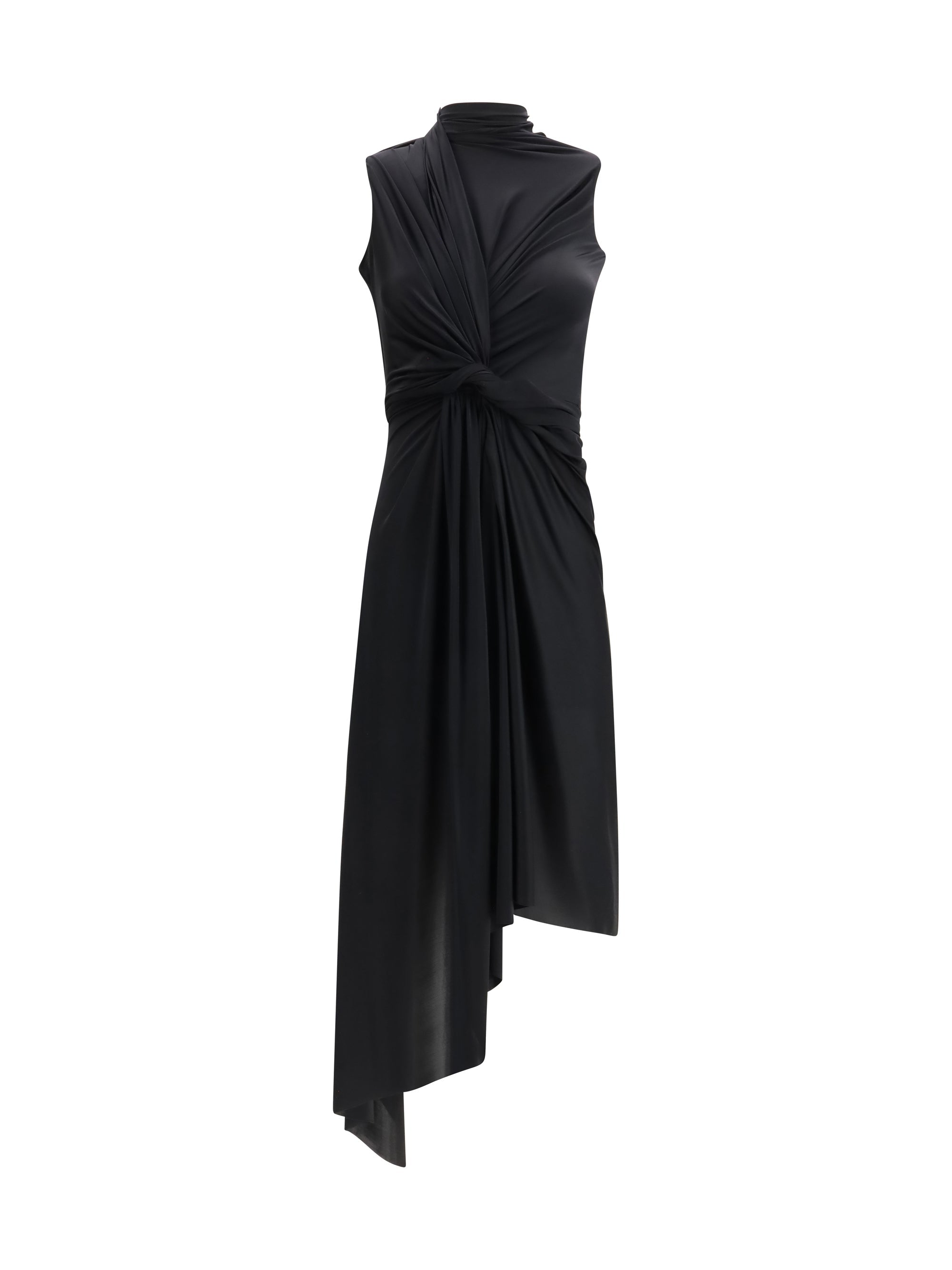Balenciaga Asymmetrical Draped Dress — Black