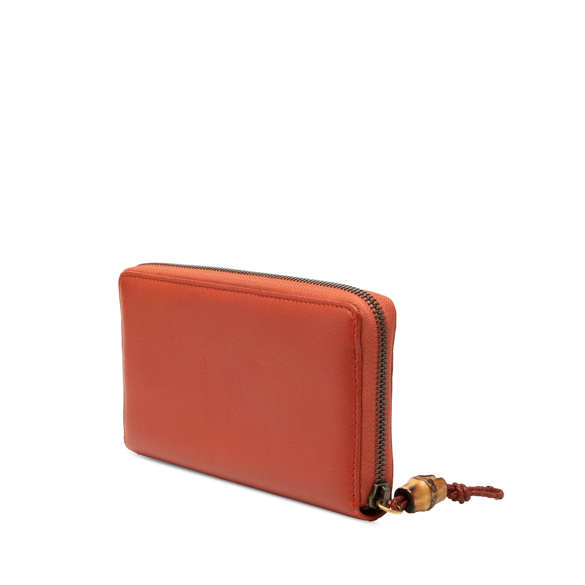 Leather Bamboo Zip Around Wallet