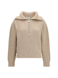Malo Cashmere High-Neck Zip Sweater — Beige