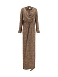 Sa Su Phi Leopard-Print Cross-Over Crêpe de Chine Maxi Dress — Brown