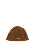 Valentino Garavani 9Y2HB02GATZ Cashmere VLogo Beanie — Brown
