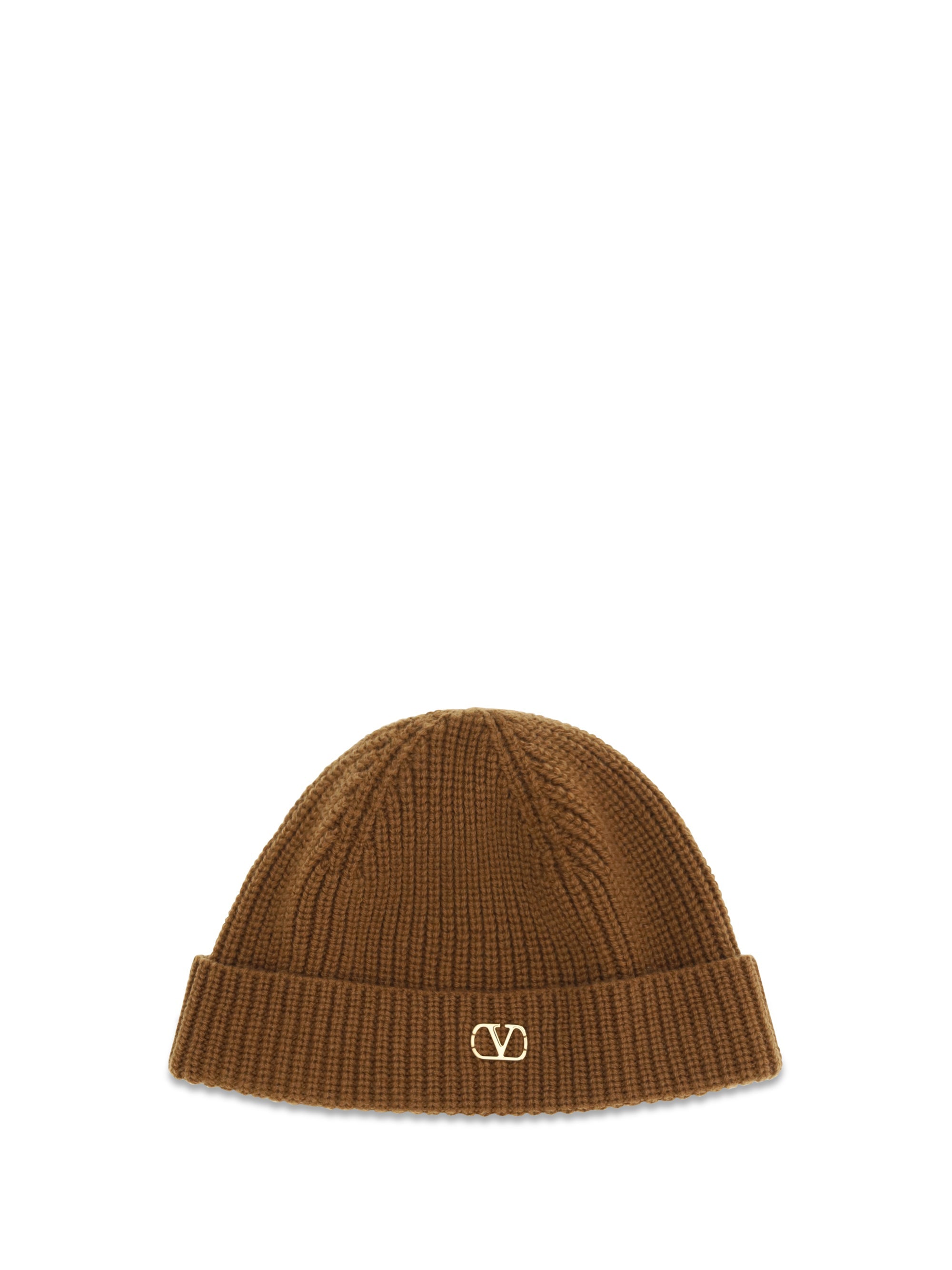 Valentino Garavani 9Y2HB02GATZ Cashmere VLogo Beanie — Brown