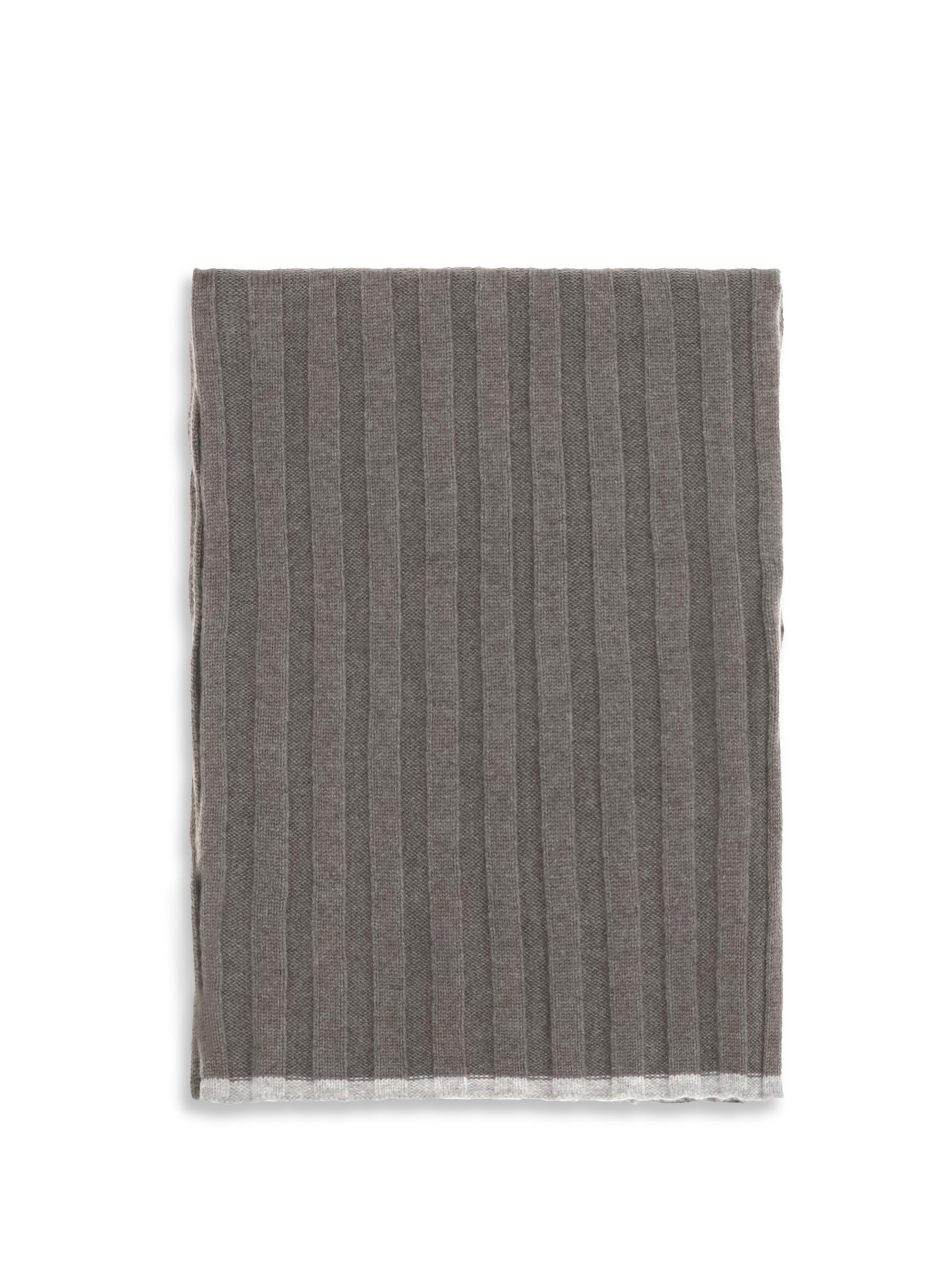 Brunello Cucinelli Ribbed Cashmere Scarf — Gray
