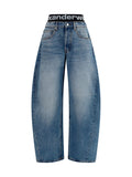 Alexander Wang Logo-Waist Layered Belt Jeans — Blue